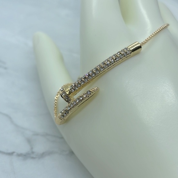 Gold Iced Out Rhinestone Encrusted Zirconia Bracelet - Picture 8 of 12